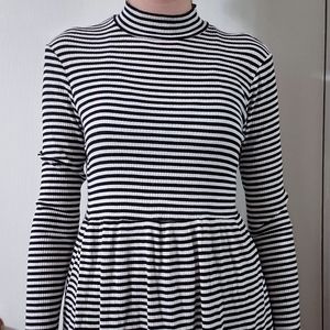 Striped mock-neck top